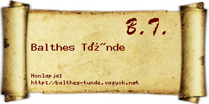 Balthes Tünde névjegykártya